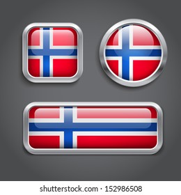 Set of Norway  flag glass buttons