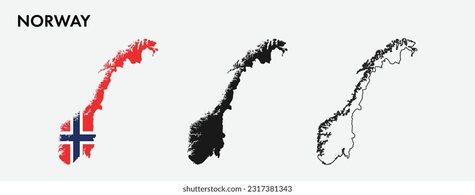 Set of Norway map isolated on white background, vector illustration design