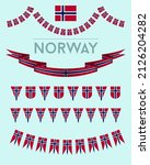 Set of Norwegian flag garlands and banners