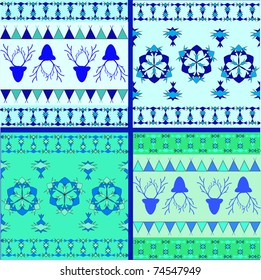 Set of the Norwegian patterns with snowflakes and deer