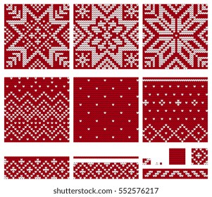 Set of Norwegian Star knitting patterns, vector seamless patterns