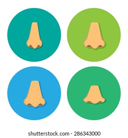 set of nose in flat icon style with many size