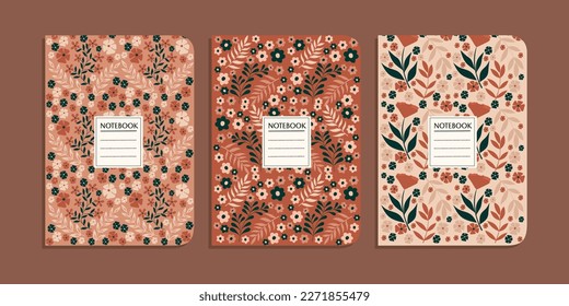 Notenheft mit handgezeichnet Blumenmuster. abstrakter, botanischer Hintergrund.Größe A4 Für Notebooks, Planer, Schulen, Broschüren, Bücher, Kataloge