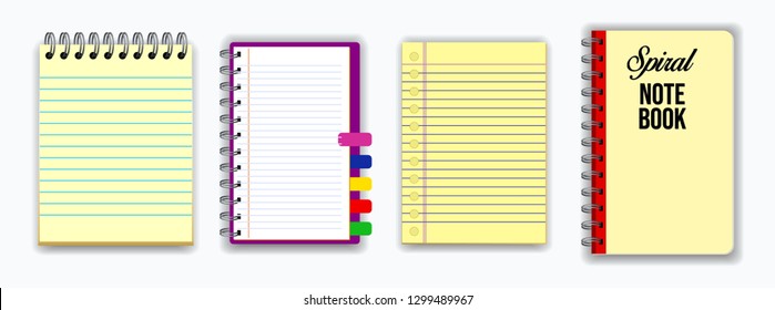 set of note book or ripped paper. using in school or office activity. eps 10 vector