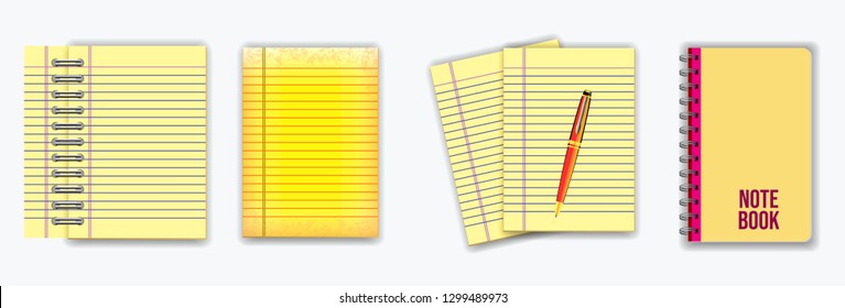 set of note book or ripped paper. using in school or office activity. easy to modify design.