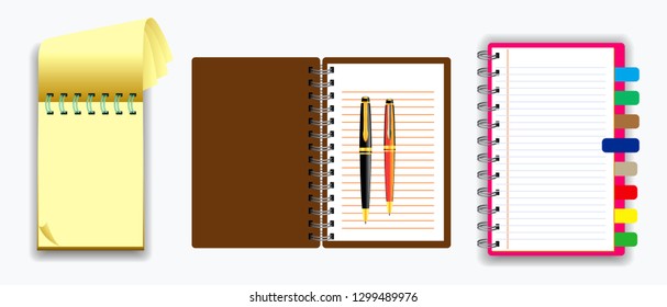 set of note book or ripped paper. using in school or office activity. easy to modify design.