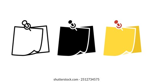 Conjunto de iconos de nota. para el concepto móvil y el Diseño web. Ilustración vectorial sobre fondo blanco