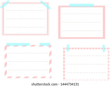 set of note pad illustration with masking tape