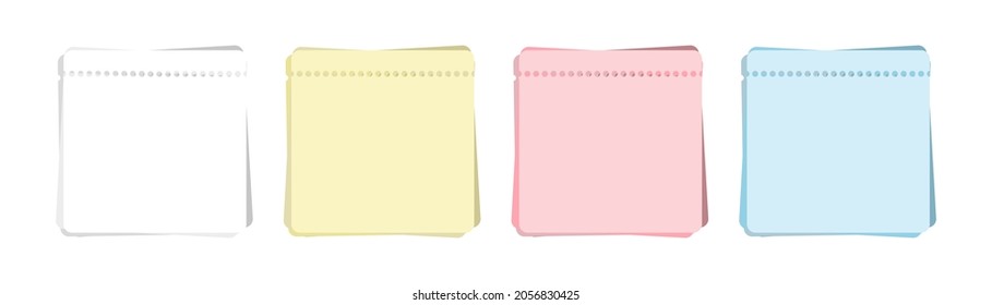 set of note paper on white background.