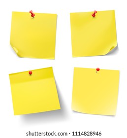 Set of note papers with curled corners isolated on white background. Vector illustration. Can be use for your design, presentation, promo, ad. EPS10.