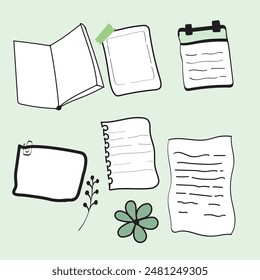 set of note papers with notebook.