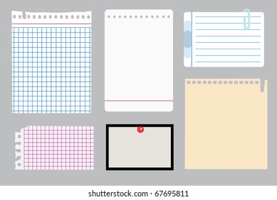 set of note papers. vector illustration
