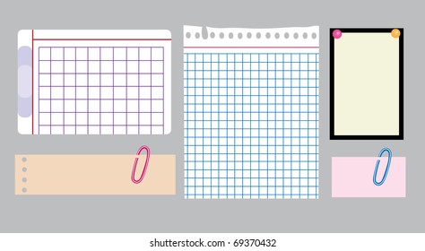 set of note papers. vector illustration
