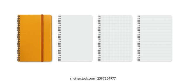 Set notebook with blank pages, template for notes