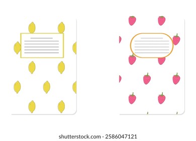 Set of notebook cover design templates. Notebook and notebooks for school. Vector graphics