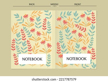 set of notebook designs with abstract floral pattern.For cover, planners, brochures, books, catalogs,diary