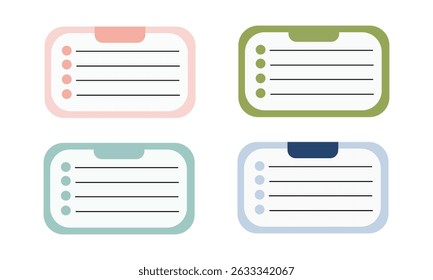 Set of notebook icons in different styles. Colorful line version, vector illustration