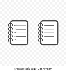 set of notebook icons isolated on transparent background 