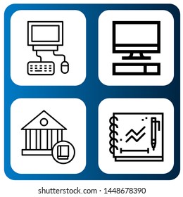 Set of notebook icons such as Computer, School, Sketchbook , notebook