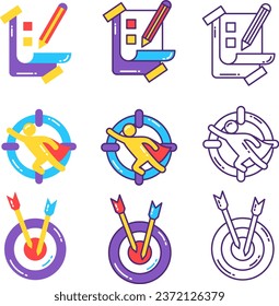 Set Notebook Illustrations and Hit The Mark