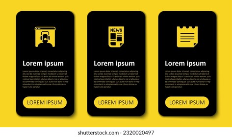Set Notebook, News and Telephone 24 hours support. Business infographic template. Vector