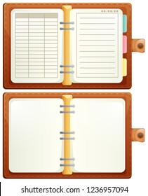 Conjunto de cuaderno en la ilustración de fondo blanco