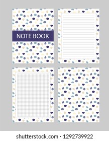 Set of notebook pages, cover design and page templates.Dots pattern, trendy design
