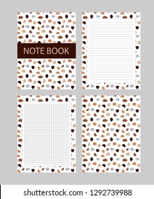 Set of notebook pages, cover design and page templates.Dots pattern, trendy design
