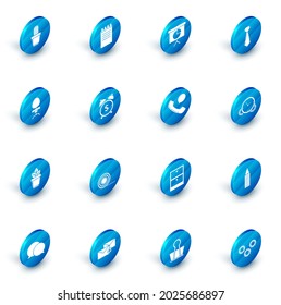 Set Notebook, schedule, chart, diagram, infographic, pie graph, Tie, Office chair, Flowers pot, Alarm clock dollar symbol, Time Management and Telephone handset and speech bubble chat icon. Vector