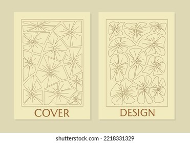 set of notebook templates with floral line art patterns. beautiful design for notebooks, planners, brochures, books, catalogs