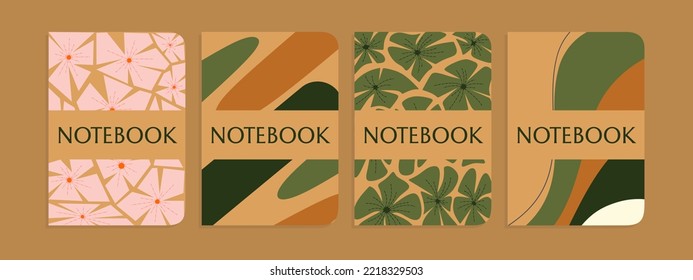 set of notebook templates with hand drawn floral patterns. beautiful design for notebooks, planners, brochures, books, catalogs