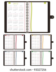 set of notebooks with calenders for 2012 and copy space