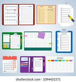 Set of notebooks. Flat vector cartoon illustration. Objects isolated on a white background.