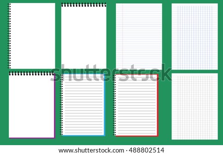 set of notebooks. a leaf in a cage, leaves on the line. Notepad with spring.