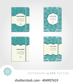 Set of notebooks with mandala background