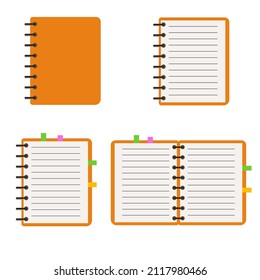Set of notebooks on a white background.Icons of notebook.