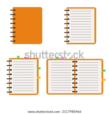 Set of notebooks on a white background.Icons of notebook.