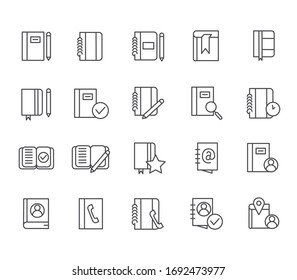 Set of notepad Related Vector Line Icons. 