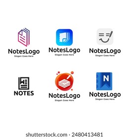 Set of notepad vector, icon or logo sign symbol illustration