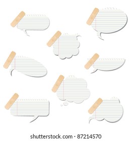 Set of notepaper speech bubbles