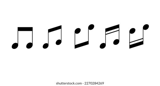 set of notes music on the white background.