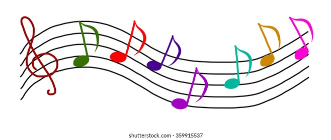 Set Notes Treble Clef Colored Stock Vector (Royalty Free) 359915537 ...