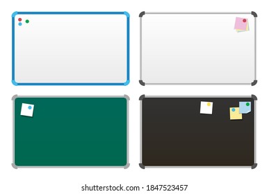 Set of notice boards with stickers.Task board with sticky notes of daily plan. Sticker board for planning teamwork. Teamwork and business time management concept. Vector illustration.