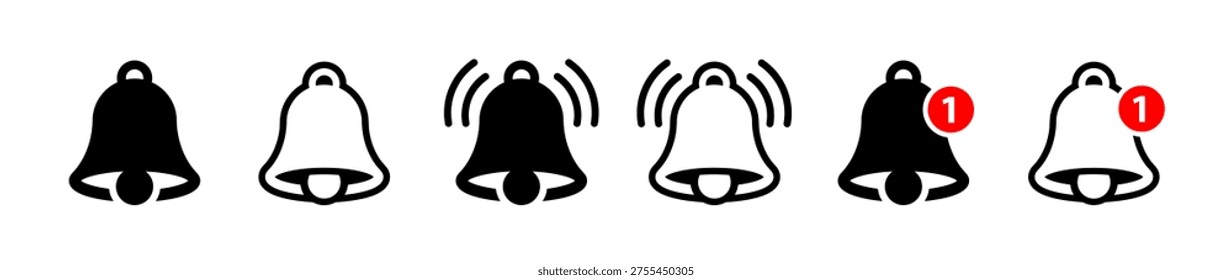 Set of notification bell icon
