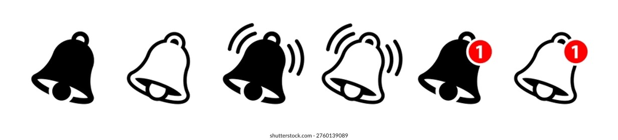 Set of notification bell icon