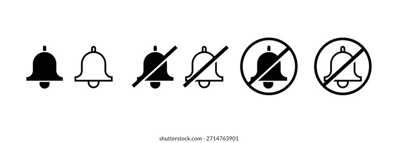 Set of Notification bell icon collection. Alarm symbol. Ringing bells symbol.
