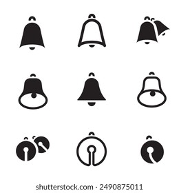 Set of notification bell  icons isolated on white background. Collection message alert symbol