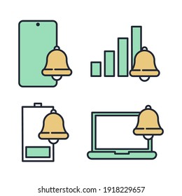 Icono de Juego de notificaciones. Plantilla de símbolo de paquete de notificaciones para ilustración de vector de colección de diseño gráfico y web