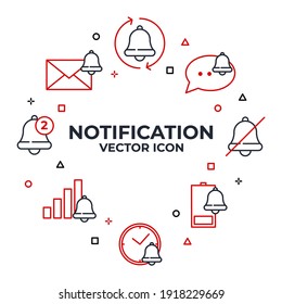 Icono de Juego de notificaciones. Plantilla de símbolo de paquete de notificaciones para ilustración de vector de colección de diseño gráfico y web