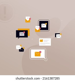 Set von Benachrichtigungs-Icons, Chat, Korrespondenz, Botschafter, Nachricht, Brief. Sprachblase-Vektorsymbol für Apps und Websites